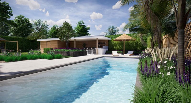 3D tuinaanleg zwembad Tilburg