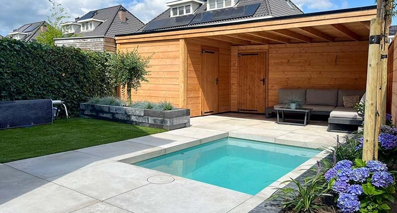 Nieuwbouw tuinaanleg Groote Wielen met plungepool bij Rosmalen