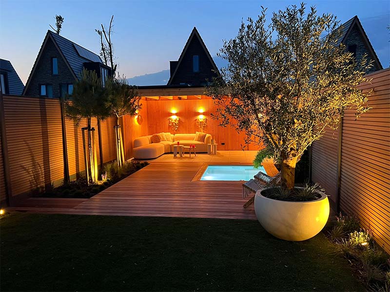 tuinaanleg van nieuwbouw in mediterrane stijl